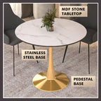 Table à manger ronde 4 places noire / blanche / marbrée avec pied central