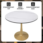 Table à manger ronde 4 places noire / blanche / marbrée avec pied central