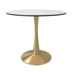 Table à manger ronde 4 places noire / blanche / marbrée avec pied central