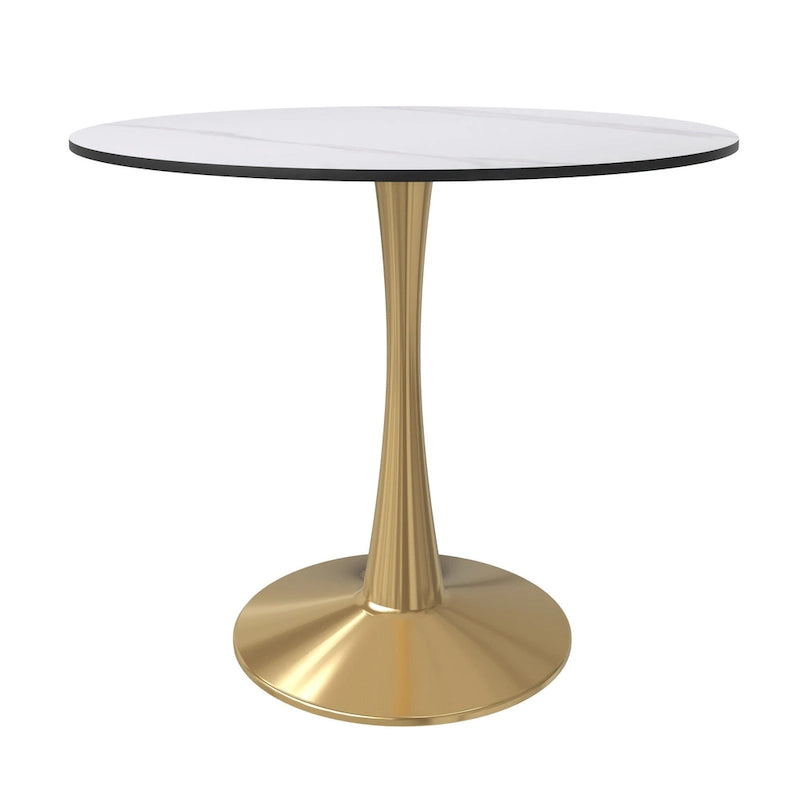 Table à manger ronde 4 places noire / blanche / marbrée avec pied central