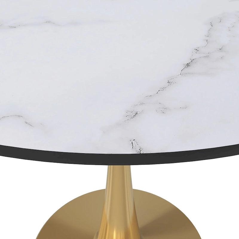 Table à manger ronde 4 places noire / blanche / marbrée avec pied central