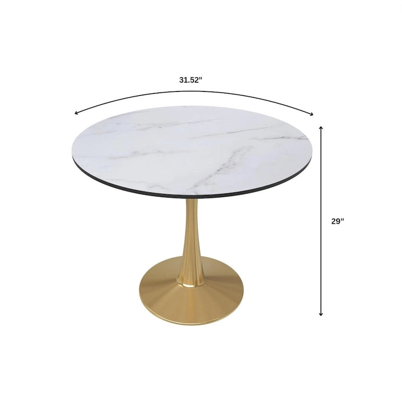 Table à manger ronde 4 places noire / blanche / marbrée avec pied central