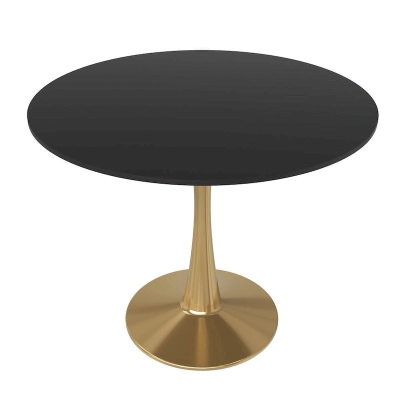 Table à manger ronde 4 places noire / blanche / marbrée avec pied central