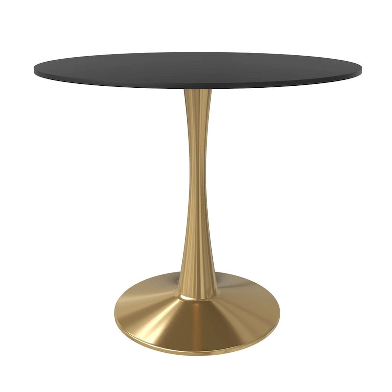 Table à manger ronde 4 places noire / blanche / marbrée avec pied central
