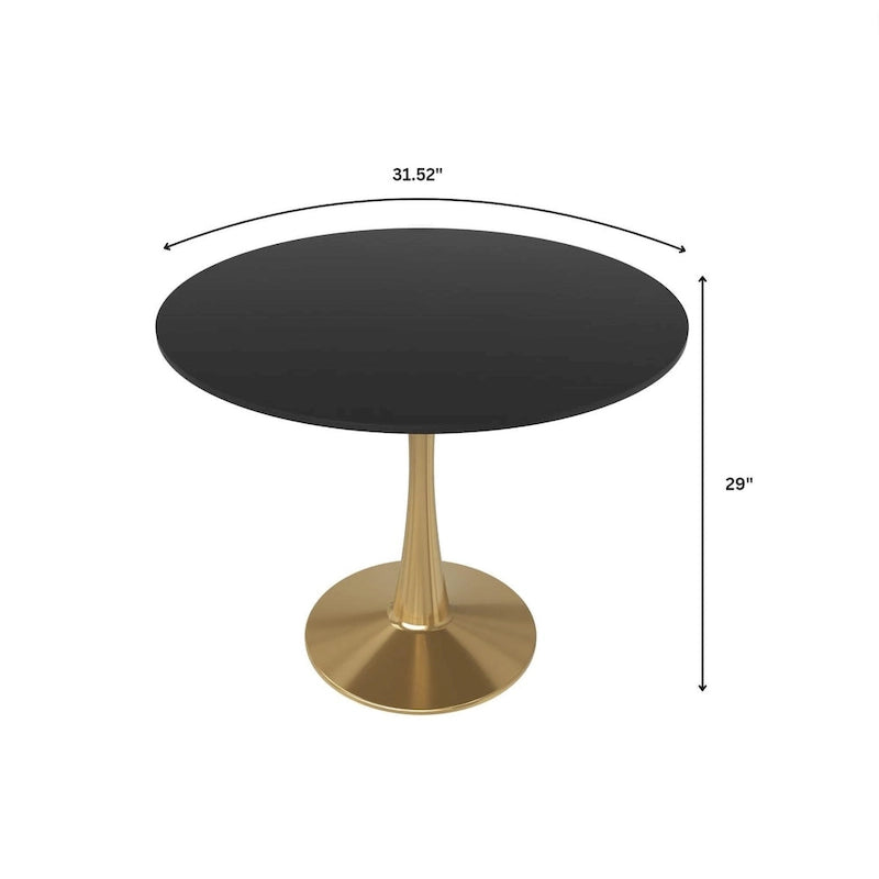 Table à manger ronde 4 places noire / blanche / marbrée avec pied central
