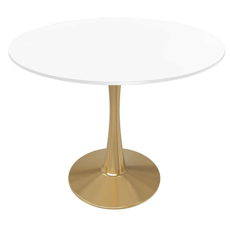 Table à manger ronde 4 places noire / blanche / marbrée avec pied central