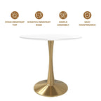 Table à manger ronde 4 places noire / blanche / marbrée avec pied central