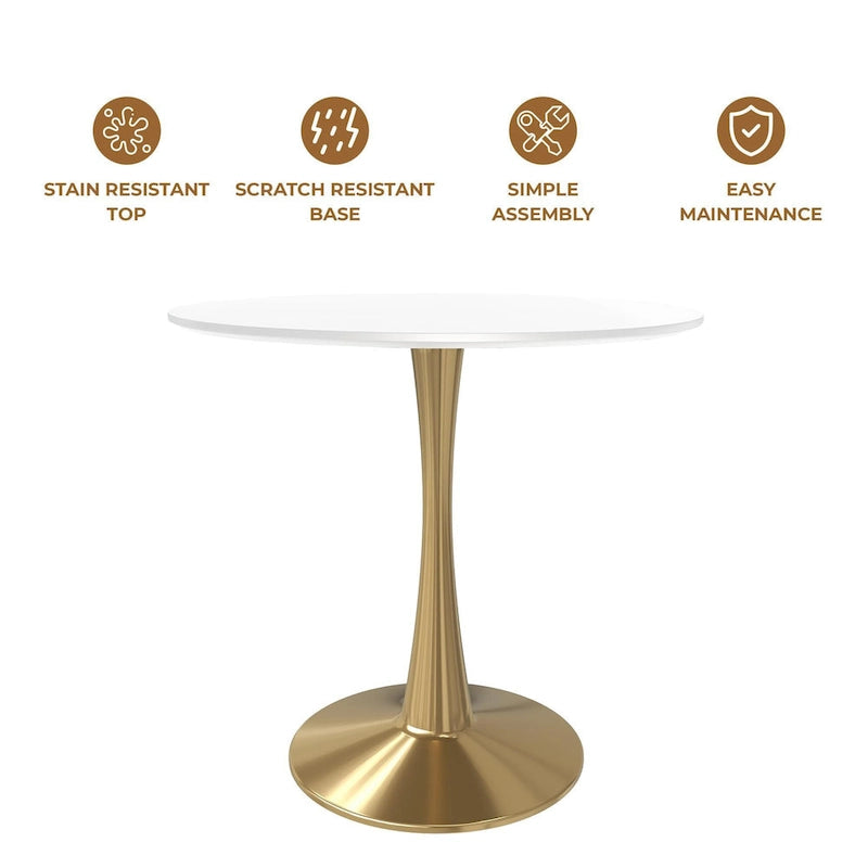 Table à manger ronde 4 places noire / blanche / marbrée avec pied central