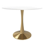 Table à manger ronde 4 places noire / blanche / marbrée avec pied central