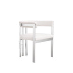 Chaise de salle à manger en cuir vegan blanc, structure en acier chromé, siège individuel