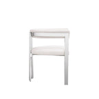 Chaise de salle à manger en cuir vegan blanc, structure en acier chromé, siège individuel