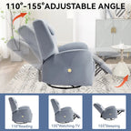 Fauteuil inclinable électrique pivotant et à bascule avec coussin de soutien lombaire et cervical, ports USB et Type-C
