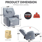 Fauteuil inclinable électrique pivotant et à bascule avec coussin de soutien lombaire et cervical, ports USB et Type-C