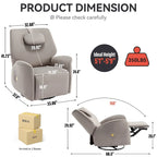 Fauteuil inclinable électrique pivotant et à bascule avec coussin de soutien lombaire et cervical, ports USB et Type-C