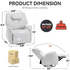 Fauteuil inclinable électrique pivotant et à bascule avec coussin de soutien lombaire et cervical, ports USB et Type-C